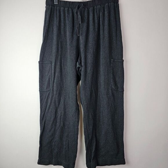 Chicos Pants Womens 2/ US 8 Gray Cargo Sweatpants‎ Cropped Pull On Elastic Waist - Picture 1 of 5